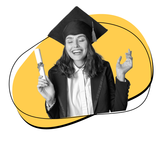 A graduate student being happy